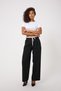 Summer Fabric Wide-Leg Pants with Double Waistband, Satin Belt and Cord Detail - 7