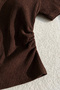 Glad Brown Polo Collar Ribbed Lycra Embroidered Premium Drawstring Blouse Sweatpants - Top and Bottom 2-Piece Set - 6