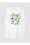 New Season White Crew Neck Printed Boys' Undershirt - 4