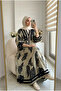 Women's Bohemian Patterned Layered Long Sleeve Hijab Dress - 4