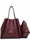 Burgundy, Soft Textured, Casual, Puppy-Style, Large Volume, Shopper, Women's Shoulder Bag - 3