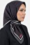 قميص نسائي أسود ورمادي بنمط هندسي مطرز