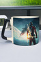 كوب سيراميك فاخر مطبوع عليه Mass Effect (قطعة واحدة) بمقبض أسود خاص بمقبض مموج V3D