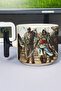 كوب سيراميك فاخر مطبوع عليه Assasin's Creed (قطعة واحدة) بمقبض أسود خاص على شكل حرف T V4T