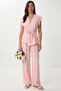 Gold Buttoned Modal Top and Bottom Set Lub0372 Sugar Pink
