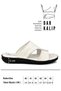Genuine Real Leather Men's Slippers Lightweight Slippers Leather A. Şır Beyaz - 2