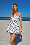 Polka Dot Mini White Strapless Dress - 4