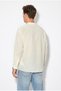 Men's Cream Breathable Half Oversize Muslin Fabric Long Sleeve Court Collar Shirt 60001002 - 4