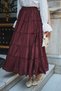 Women's Skirt with Sewing Details and Elastic Waist, Plum Color - 5