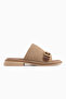 Gretha Beige Suede Buckle Women's Slippers - 2
