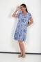 Women's Italian Cotton Leaf Patterned Lined Short Sleeve Dress - 3