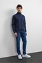 Navy Blue Men's Stand Collar Regular Fit Sweatshirt Bsw1204000000