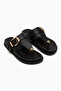 Lumi Black Buckle Detailed Flip-Flops for Women - 4