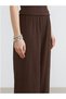 New Season Brown Textured Women's Trousers with Elastic Waist - 5