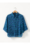 Retro Style Loose Short Sleeve Shirt Women's Blueberry