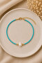 Metal Accessories, Turquoise Beaded, Pearl Detailed Anklet - 2