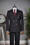 Striped Double-Breasted Suit Black - 2