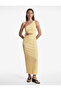 Textured Gathered Tie-Back Asymmetrical Collar One-Shoulder Midi Dress with Window Detail
