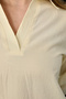 Women's Pastel Yellow V-Neck Long Sleeve Comfortable Fit Blouse - - 6