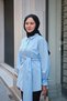 Women's Ankle Tie Detail Side Tie Shirt Baby Blue - 3