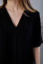 Women's Black V-Neck Oversize Loose Long Dress - - 7