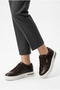Men's Brown Genuine Leather Platform Sneaker Antique Gold Label Transparent Sole - 2