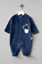 Cute Brother Bears Patterned Cotton Baby Velvet Jumpsuit