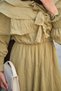 Women's Tulle Fabric Dress with Ribbon Detail on the Front and Elastic Waist, Oil Green - 5