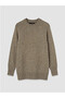 New Season Brown Crew Neck Oversize Women's Knitwear Tunic
