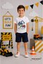 Summer Westward Double Scoop Printed Boys' Black Shorts and White T-Shirt Set