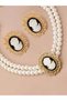Double-Layer Retro Rhinestone Faux Pearl Choker with Earrings Set - 4