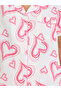 White Heart Print Buttoned Shirt and Shorts Set - 3