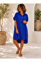 Women's Short Sleeve Collared Viscose Dress with Button Detail - 4