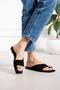 Velvet Women's Square Toe Metal Buckle Casual Slippers – Flat Sole Summer Slippers - 3