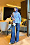 Ice Blue Waist-Tie Buttoned Shirt - 2
