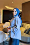 Ice Blue Waist-Tie Buttoned Shirt - 4