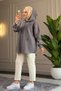 6536- Stylish and Comfortable Women's Hooded Shirt with Ruffle Detail and Soft Woven Fabric