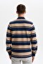 Ar-Ma Men's Polo Collar Sweatshirt, Unprinted, Striped, Buttoned, Without Pockets, Regular Fit, Ringel Pike K3055495300 - 5