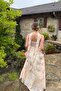 Long Dress with Scarf Detail, Flower Pattern, and Straps 3449 - 4