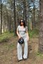 Women's Gray U-Neck Blouse Pants Cotton Set - 2