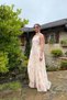 Long Dress with Scarf Detail, Flower Pattern, and Straps 3449