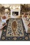 Sdt Modern Leopard Figured Navy Blue Traditional Floral Patterned Woven Base Decorative Carpet Sdtt1523 - 2