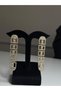 Baguette Stone Geometric Design Long Gold Luxury Women's Earrings - 2
