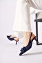 Lapes Bowknot Open Back Women's Heeled Shoes Navy Blue Satin - 2