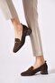 Olerte stone embellished knit heeled women's shoes - coffee - 3