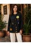 Black Color Boho Art Special Design Hand Knitted Motif Pocket Detailed Jacket - 8