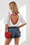 Women's White Red Oversized T-Shirt with Heart Cutout on the Back Tsh-19001007 - 6