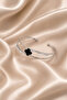 Silver Color Black Clover Figured Stone Women's Handcuff Bracelet - 2