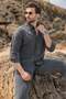 Khaki Tensel Fabric Men's Shirt and Trousers Set E7365 - 5