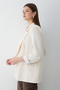 Women's Natural Striped Lined Blazer Jacket with Sleeve Detail - 6